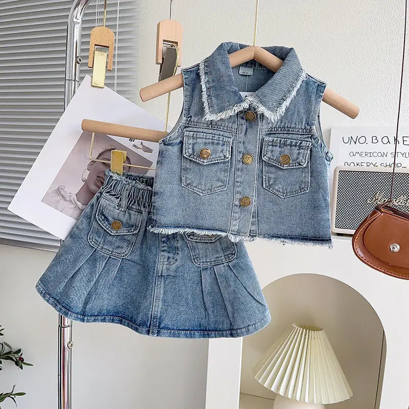 Girl's Summer Denim Two-Piece Set