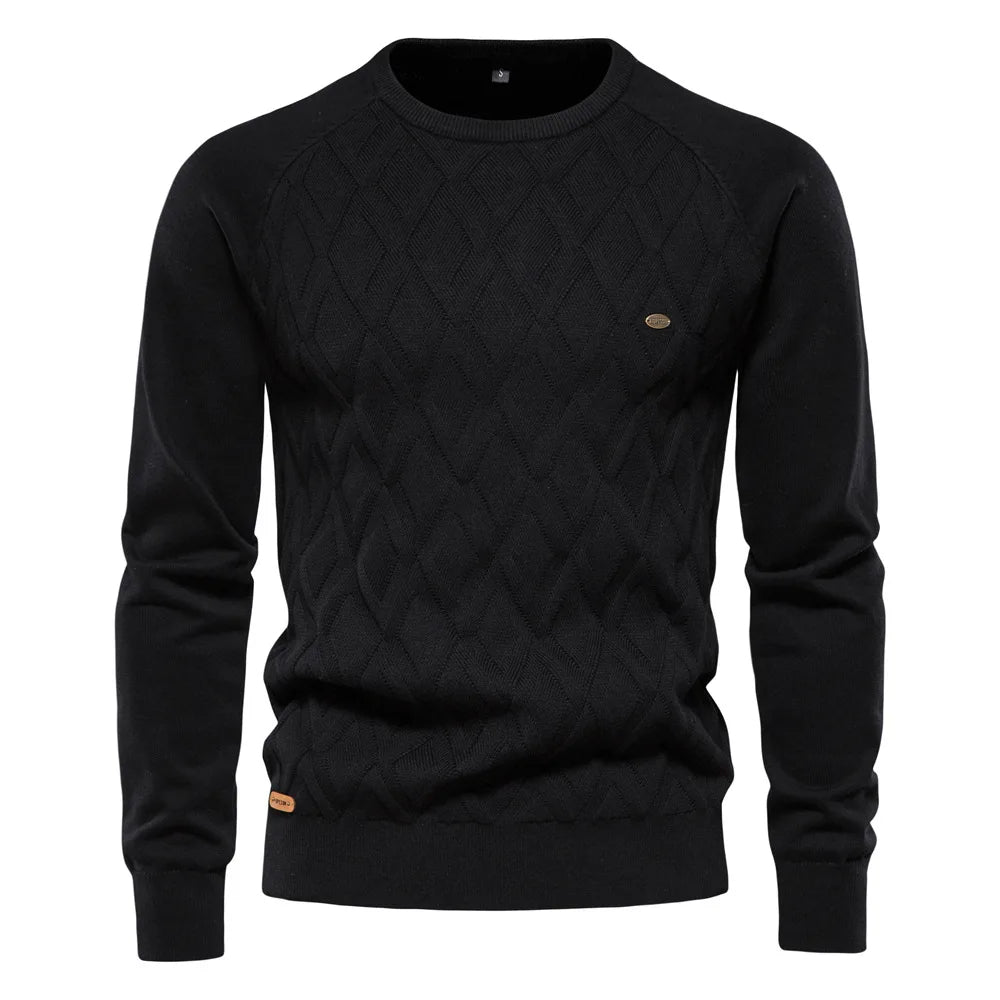 Men’s Round Neck Solid Color Pullover Sweater