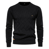 Men’s Round Neck Solid Color Pullover Sweater