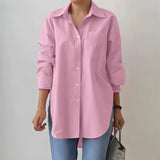 Women’s Chic Split-Hem Long Sleeve Polo Shirt