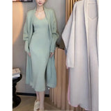 Women’s Elegant Knitted V-Neck Two Piece Dress