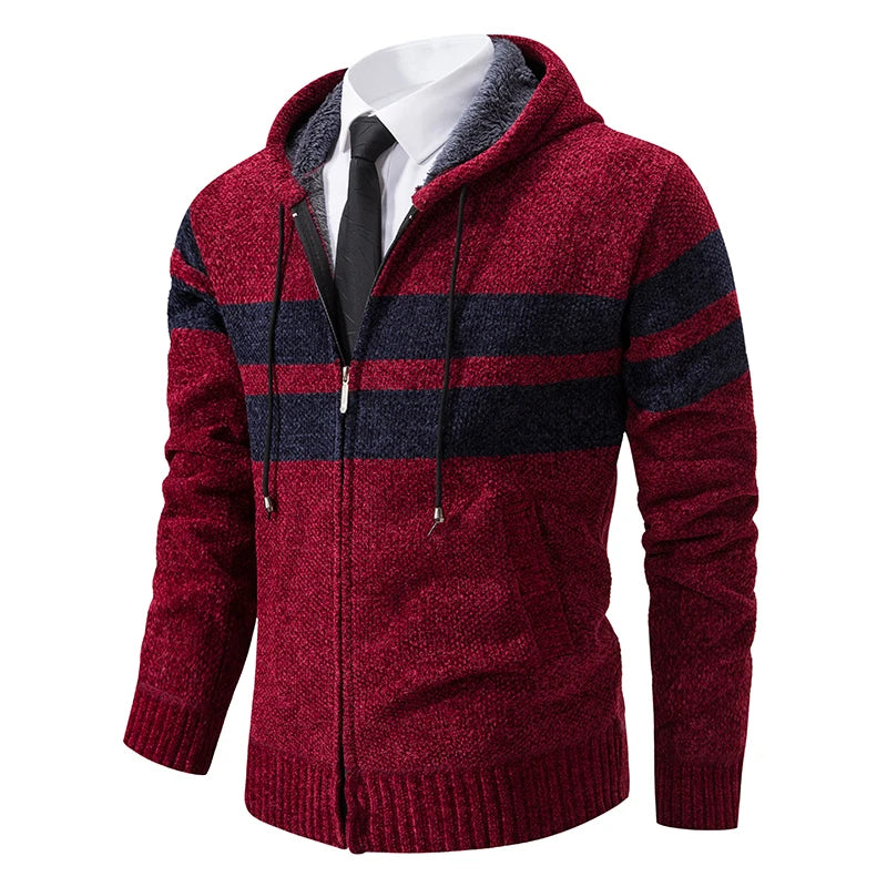 Men’s Hooded Zip-Up Knitted Cardigan