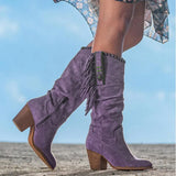 Women’s Western Cowgirl Suede Tassel Boots