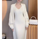 Women’s Elegant Knitted V-Neck Two Piece Dress