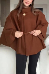 Women’s Elegant Cape Jacket with Waistband