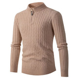 Men’s Half High Neck Zipper Pullover Sweater
