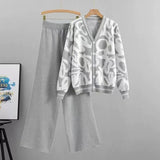 Women’s Luxury Leopard Print Cardigan & Solid Pants Two-Piece Set