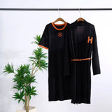 Women’s Knitted Long Cardigan & Belted T-Shirt Dress Set