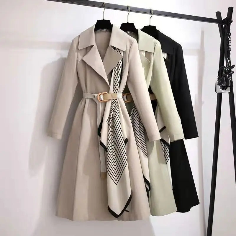 Women’s Plus Size Slim Fit Long Trench Coat
