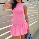 fashion Black Bodycon Dress Summer Dresses Women 2024 Bodycon Bubble Dresses Pullover