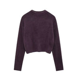 Women’s Cropped O-Neck Knitted Sweater