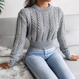 Women’s Twisted Waist Knitted Cropped Sweater
