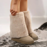 Women’s Velvet Plush Mid-Sleeve Suede Boots