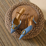 Women's Pointed-Toe Denim Heels
