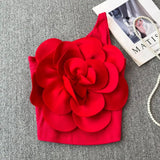 Floral One Shoulder Backless Crop Top