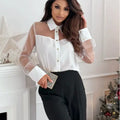 Women's Elegant Solid Color Mesh Shirt