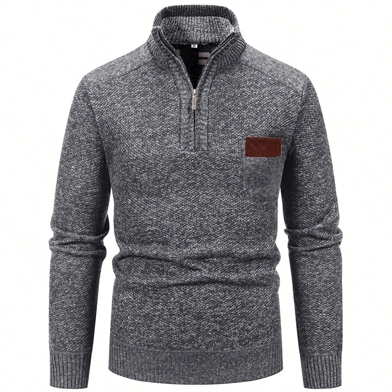 Men’s Quarter Zip Warm Knit Pullover Sweater