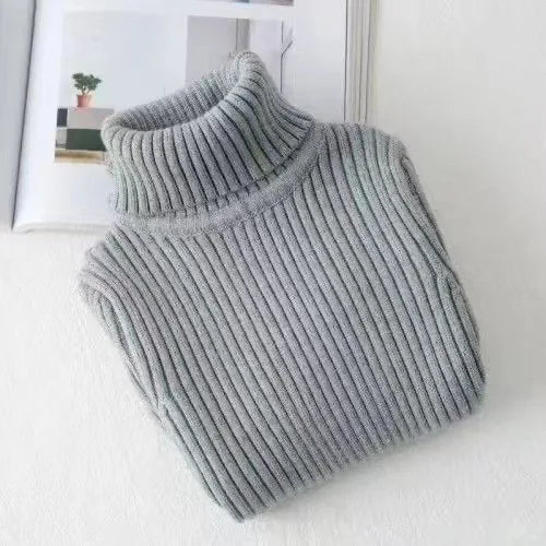 Girls’ Ribbed High-Neck Knit Sweater