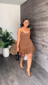 Women Short Dresses Sexy Casual Women Ruffles Bodycon Dress
