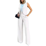 Woman Fashion Vest & Broad-Leg Pants Set