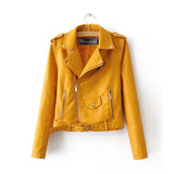 Women’s Mustard PU Motorcycle Jacket