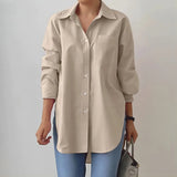 Women’s Chic Split-Hem Long Sleeve Polo Shirt