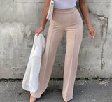 Women Wide Leg Stretch Work Trousers Ladies Formal Office Wear Pants