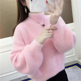 Women’s Half Turtleneck Mink Velvet Sweater
