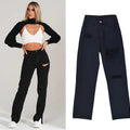 Women’s High-Waist Straight-Leg Ripped Denim Jeans