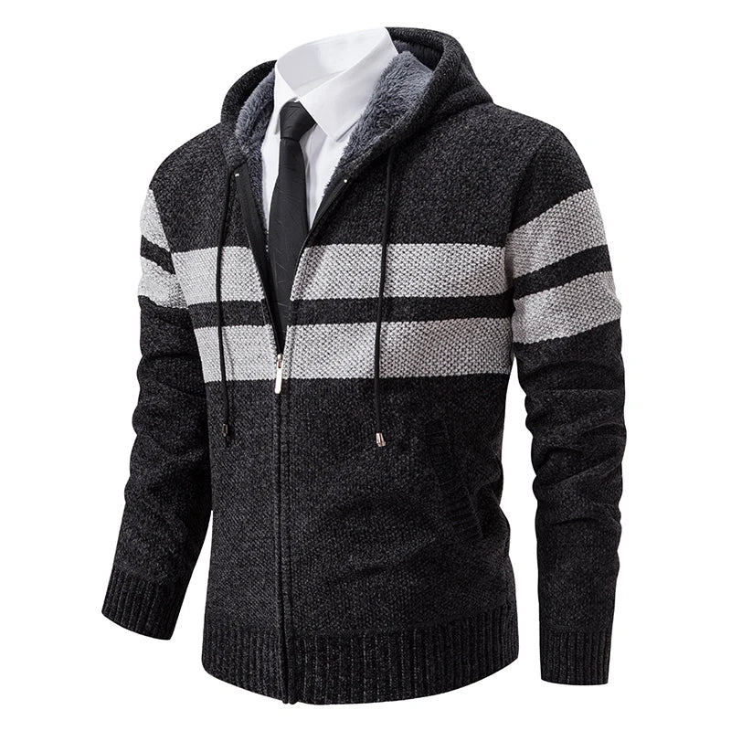 Men’s Hooded Zip-Up Knitted Cardigan