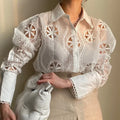Women’s Elegant White Cotton Silk Blouse