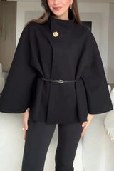 Women’s Elegant Cape Jacket with Waistband