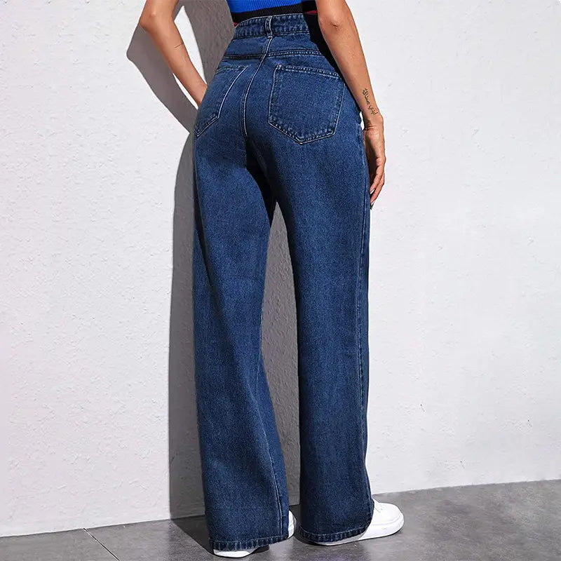 Summer New High-waisted Wide-leg Jeans Slimming Drag Straight Leg With Retro American Draped Women's Pants