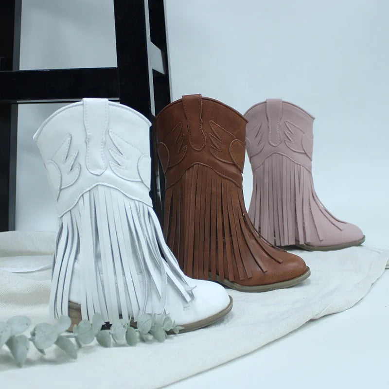 Girls’ Tassel Cowboy Boots