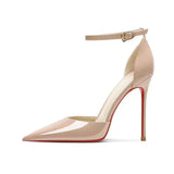 Women's Patent Ankle Strap Buckle Pumps