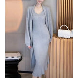 Women’s Elegant Knitted V-Neck Two Piece Dress
