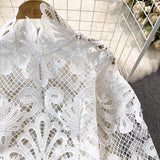 Hollow Lace Retro Lantern Sleeves Women's Top
