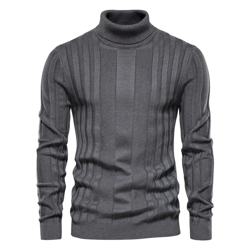 Men’s Turtleneck Solid Color Pullover Sweater