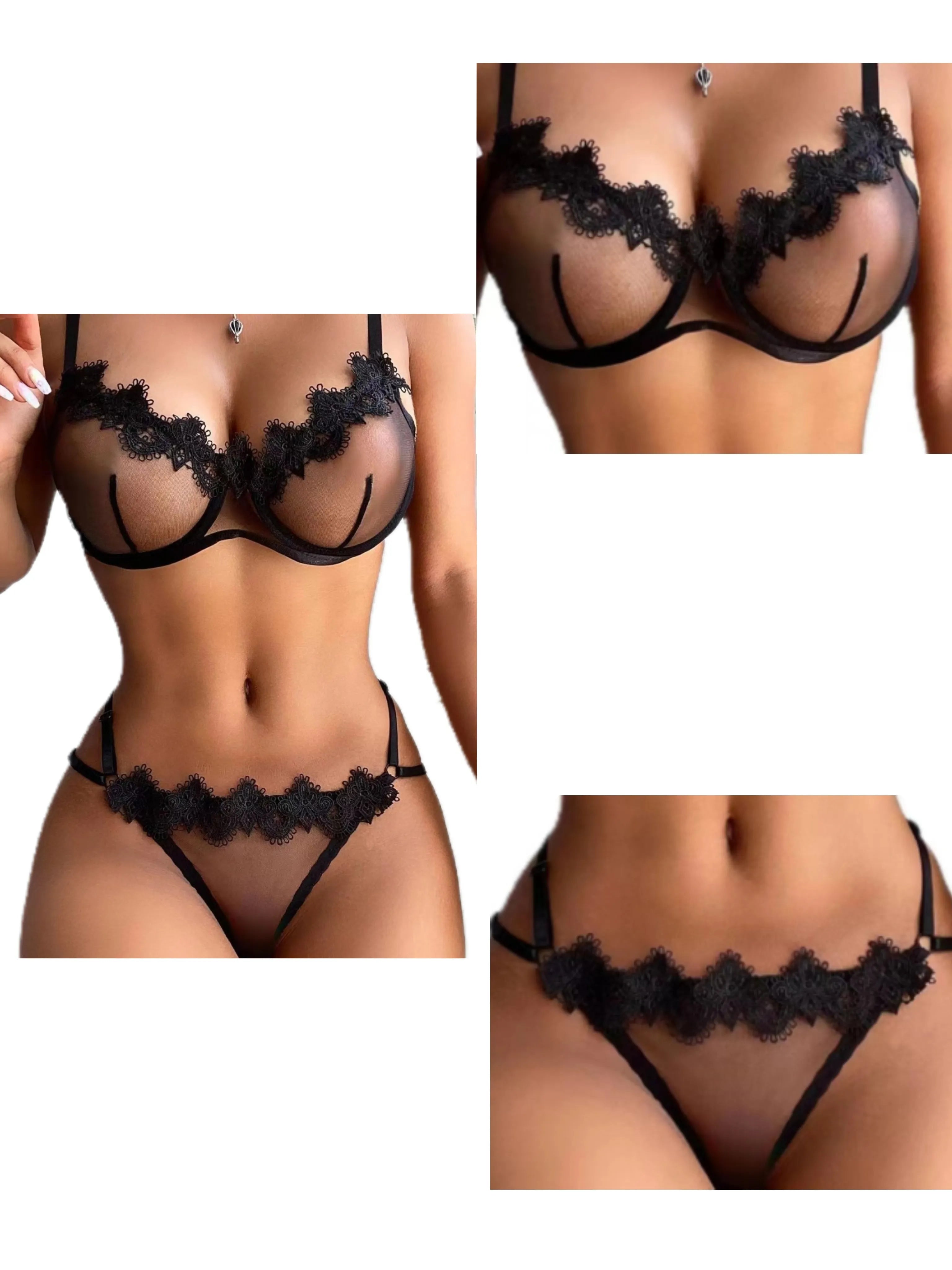 New Lingerie Erotic Bra and Underwear Sets Sexy Thin Mesh Transparent S-XXL Women Lingerie