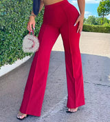 Women Wide Leg Stretch Work Trousers Ladies Formal Office Wear Pants