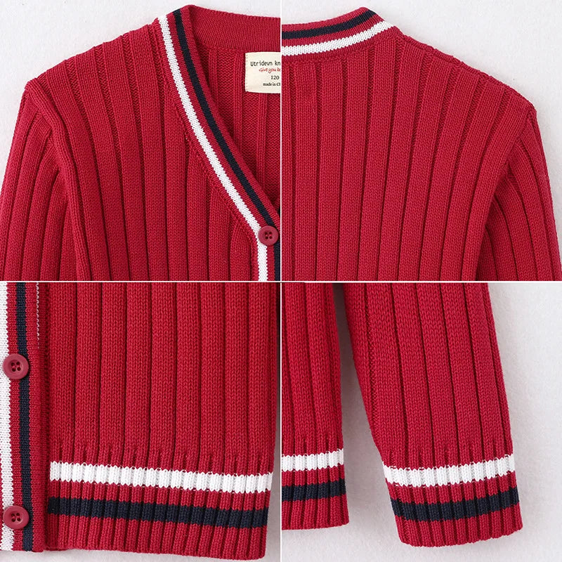 Children’s Knitted College-Style Cardigan Sweater