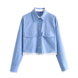 Vintage Chic Women's Blue Casual Long Sleeve Shirt