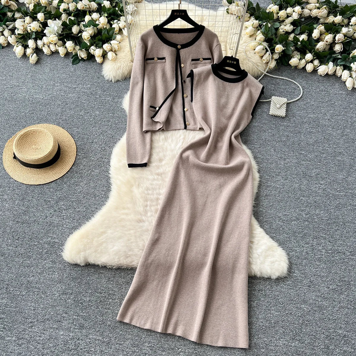 Women’s Elegant Knitted Two-Piece Set