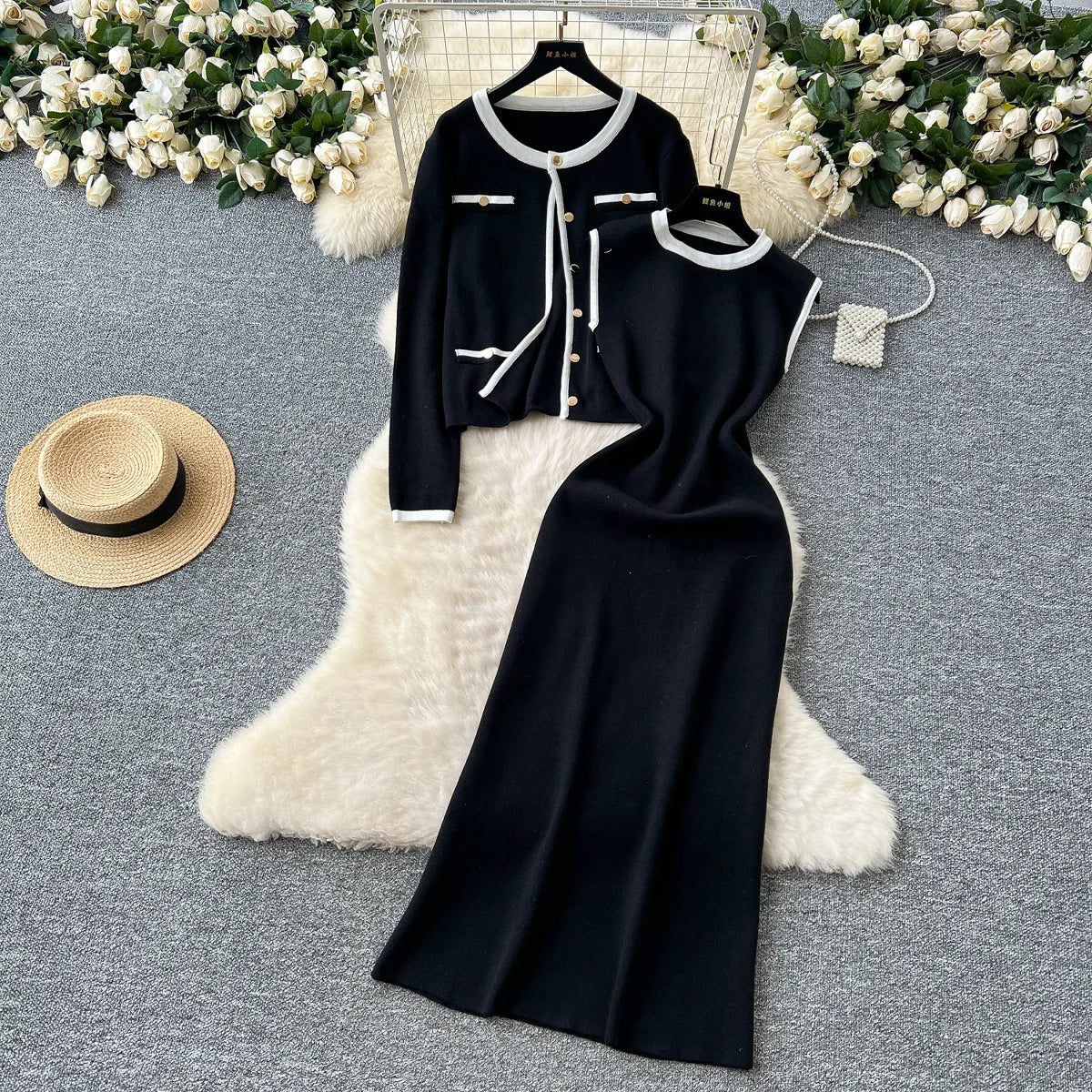 Women’s Elegant Knitted Two-Piece Set