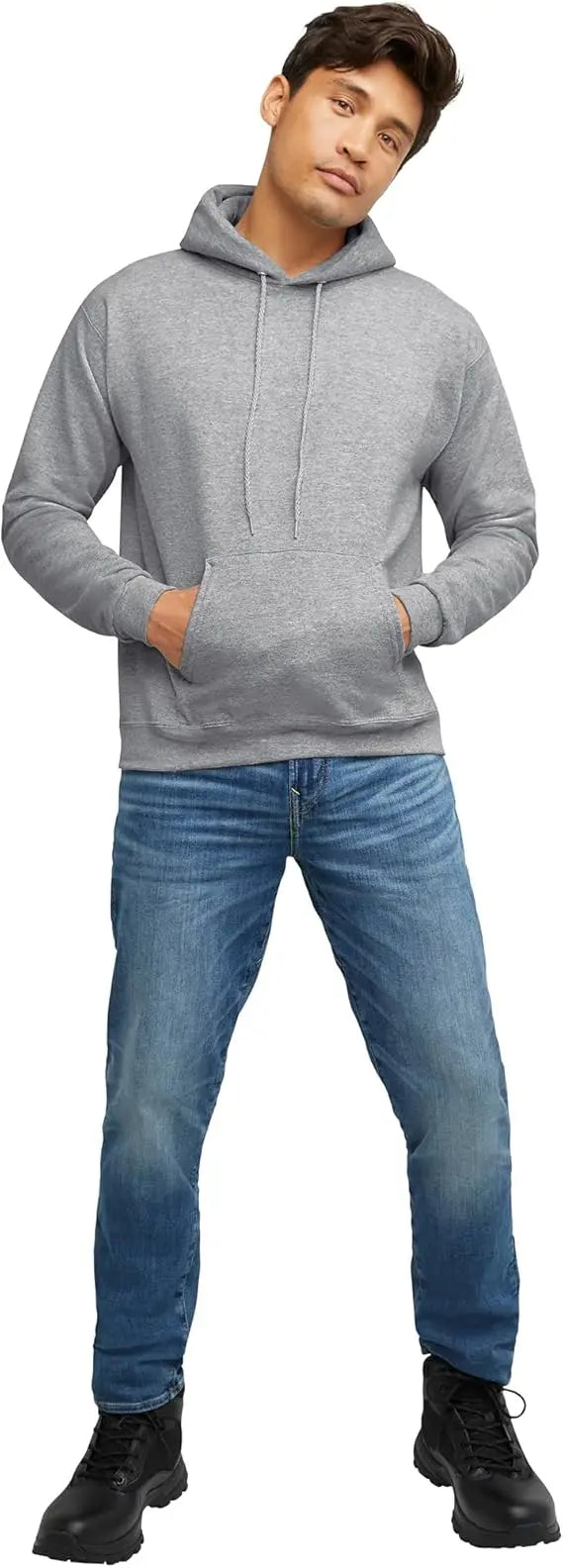 Men’s Solid Color Hoodie with Cartoon Accents