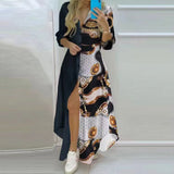 Summer Fashion Elegant Women's Button Shirt Long Skirt Women's Casual Dresses Floral Dress