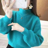 Women’s Half Turtleneck Mink Velvet Sweater