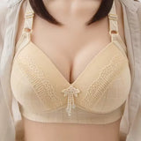Pure Cotton No Steel Ring Underwear Stitching Contrast Color Comfortable Breathable Plaid Adjustable Shoulder Strap Bra Ladies