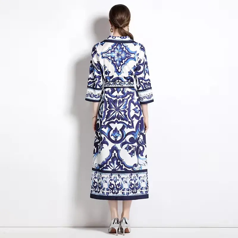 Women’s Printed Maxi Shirt Dress