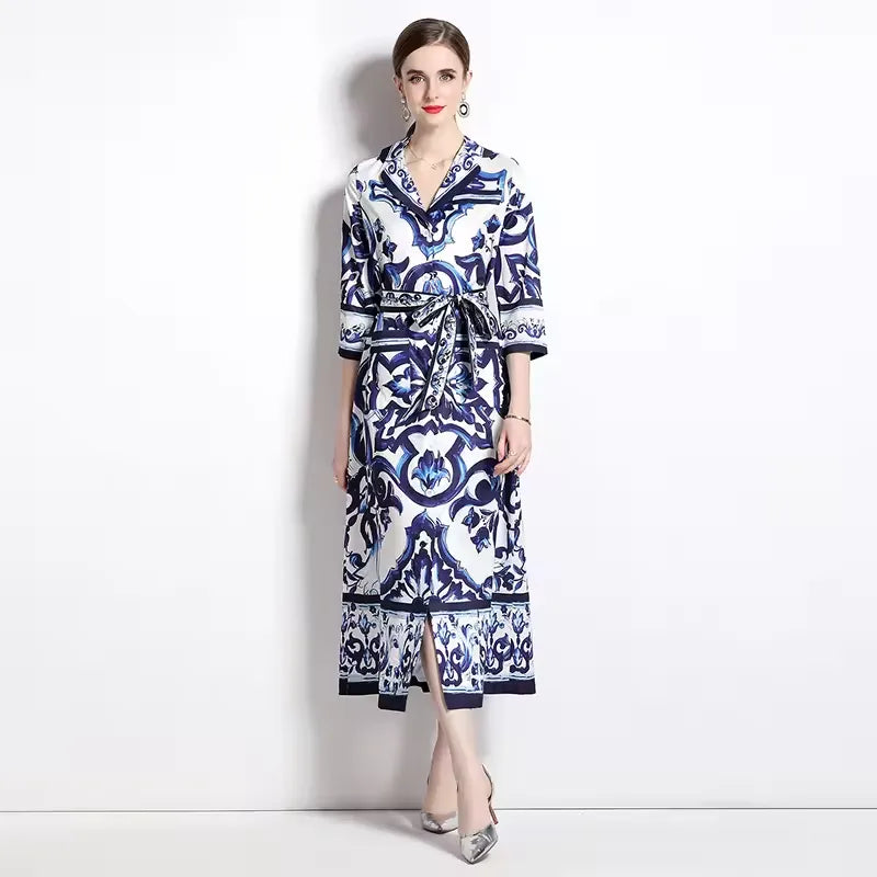 Women’s Printed Maxi Shirt Dress